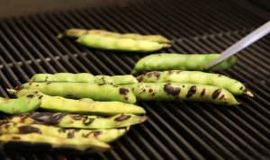close up of fava beans on the grill