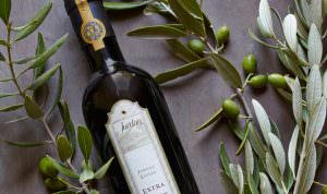 Jordan Estate Extra Virgin Olive Oil bottle with olive branches