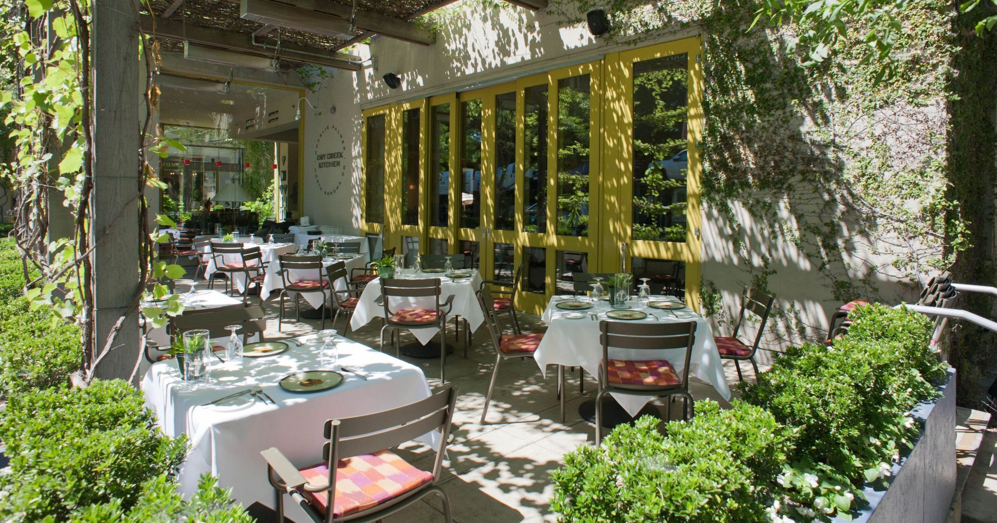 outdoor patio seating at Dry Creek Kitchen on the Healdsburg square