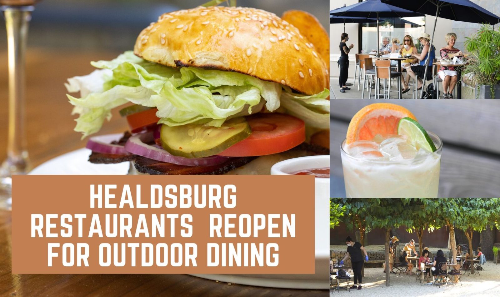 collage of healdsburg restaurants with patios open sonoma county
