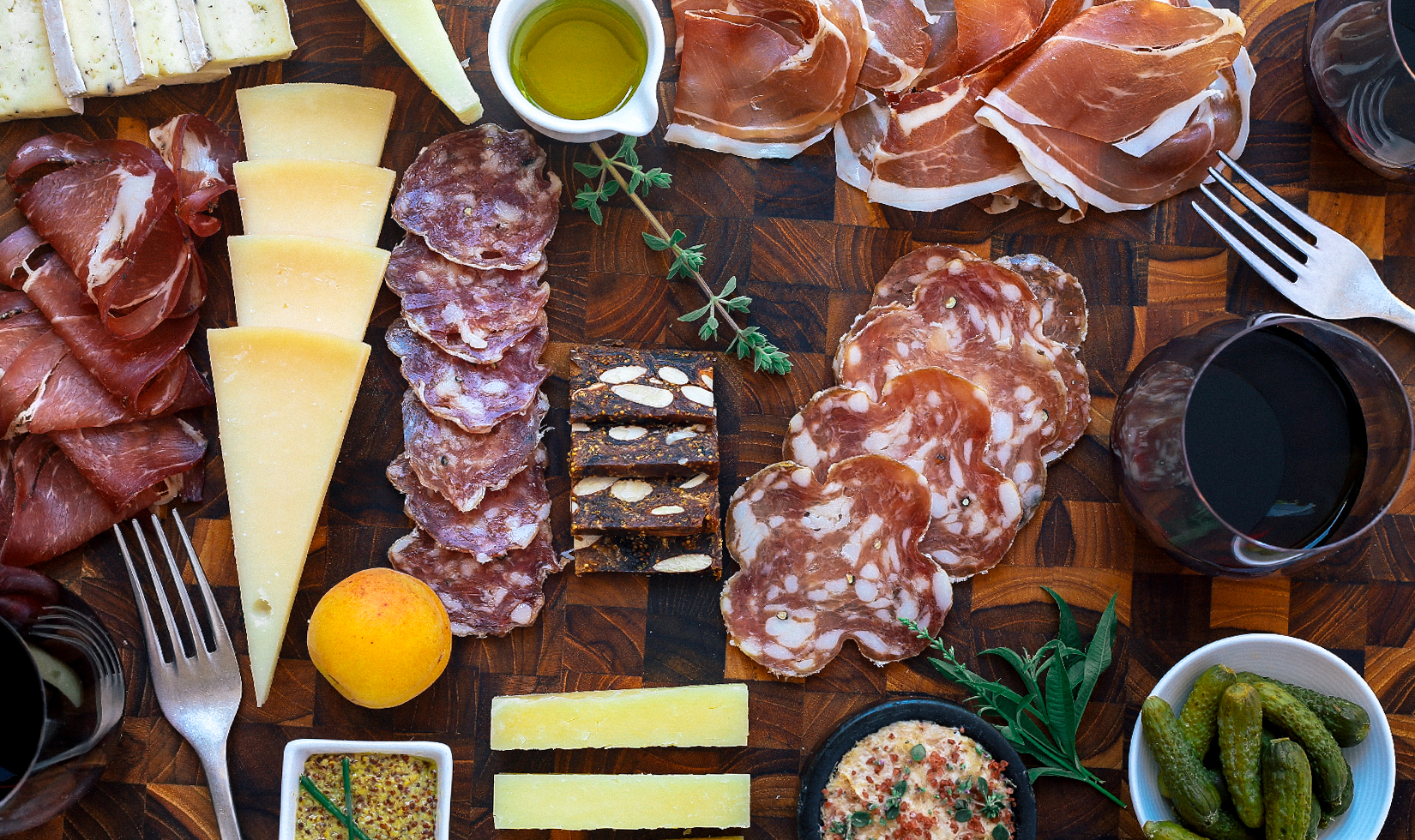 Charcuterie boards are an easy, quick appetizer with wines