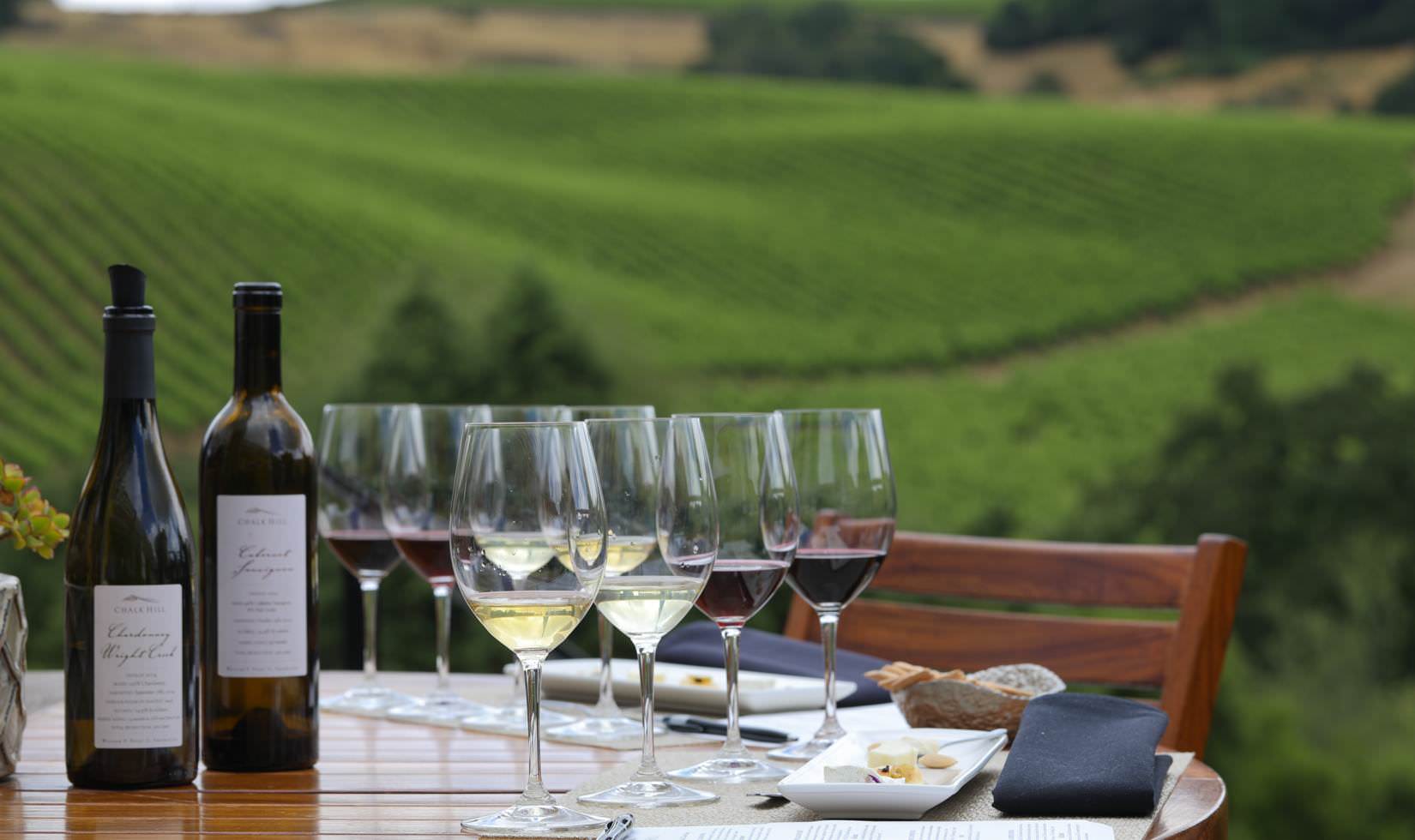 Enjoy cheese and wine tasting at Chalk Hill
