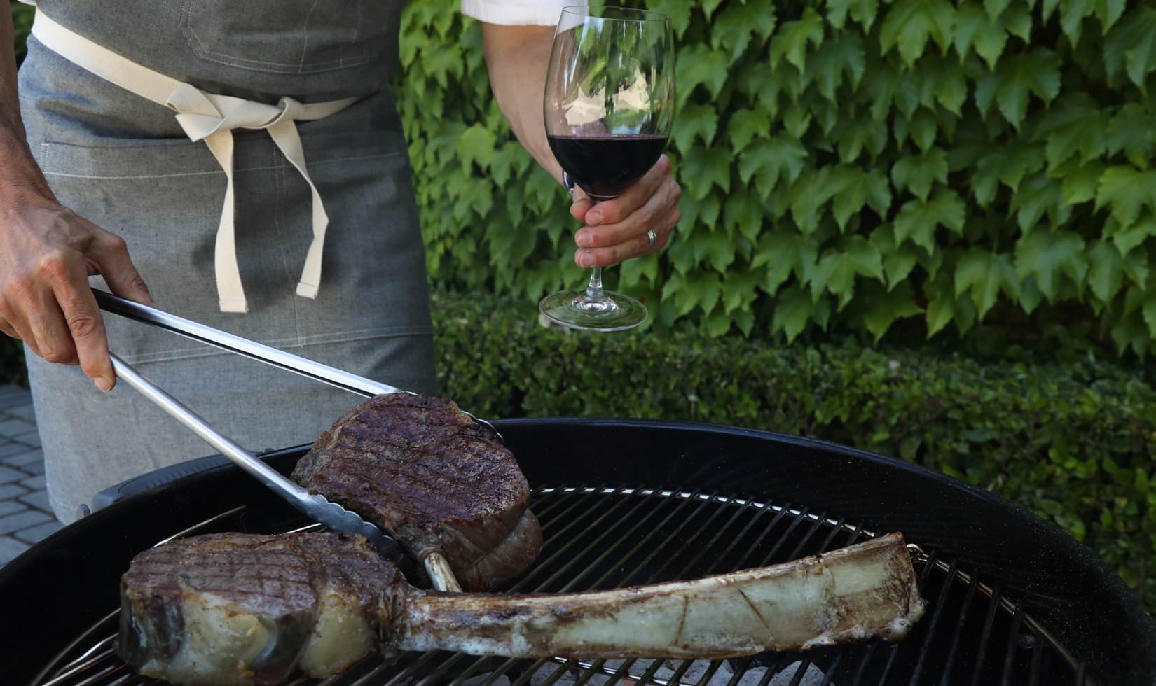 Chargrilling steaks complements the subtle nuances in cabernet that come from its toasted oak barrels.