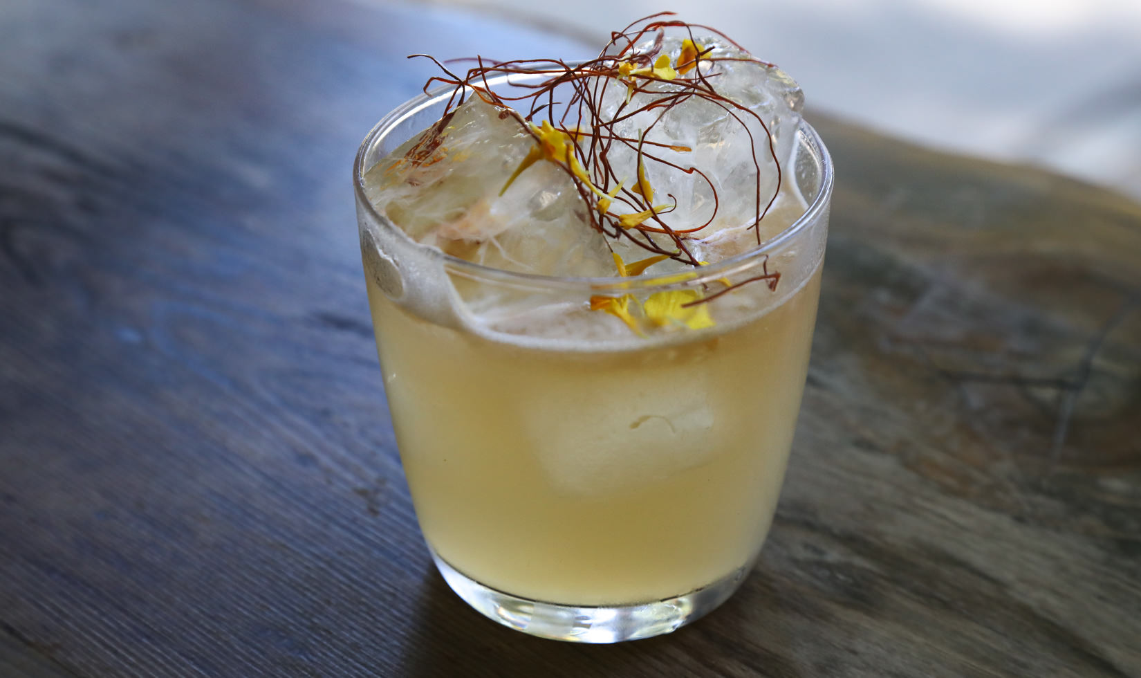 Game of Thrones cocktail recipe by Duke's Healdsburg, garnished with Calabrian chiles