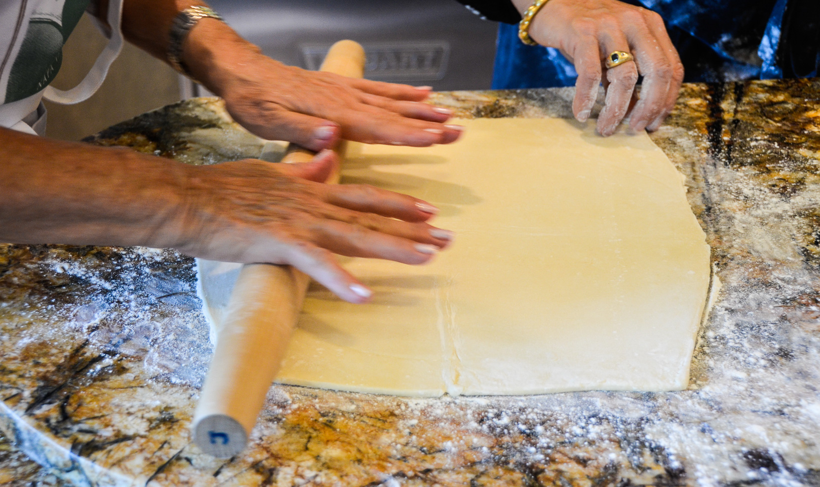 Rolling dough at Napa cooking class