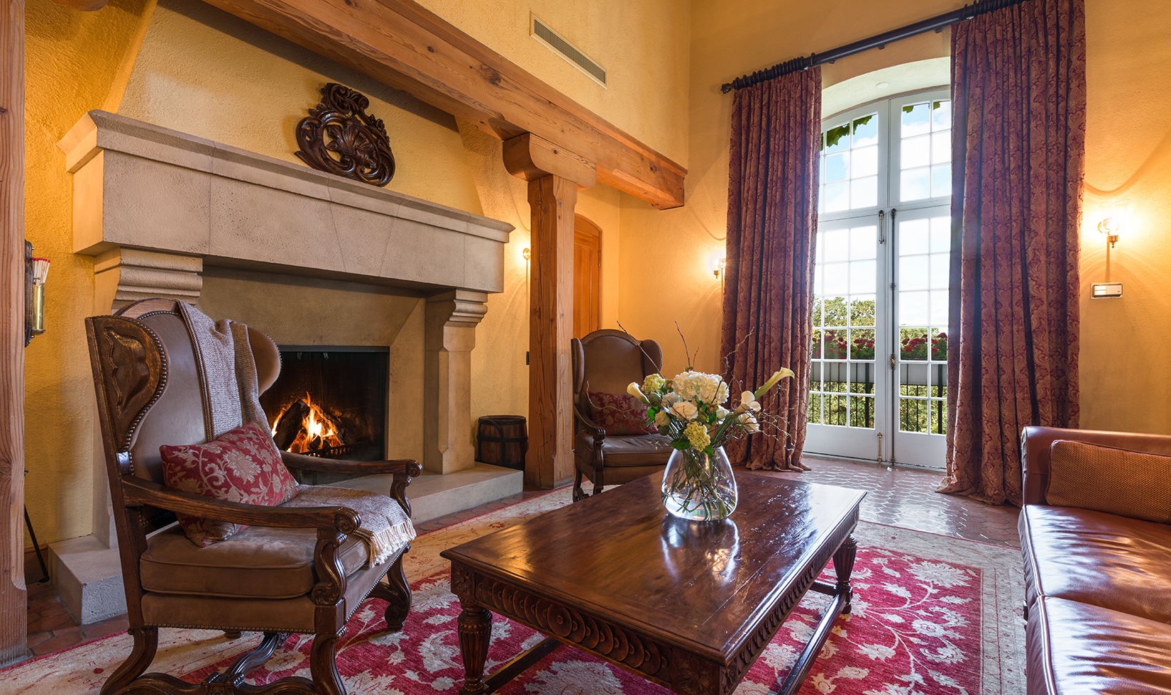 Sonoma wineries with lodging view of sitting room with fireplace