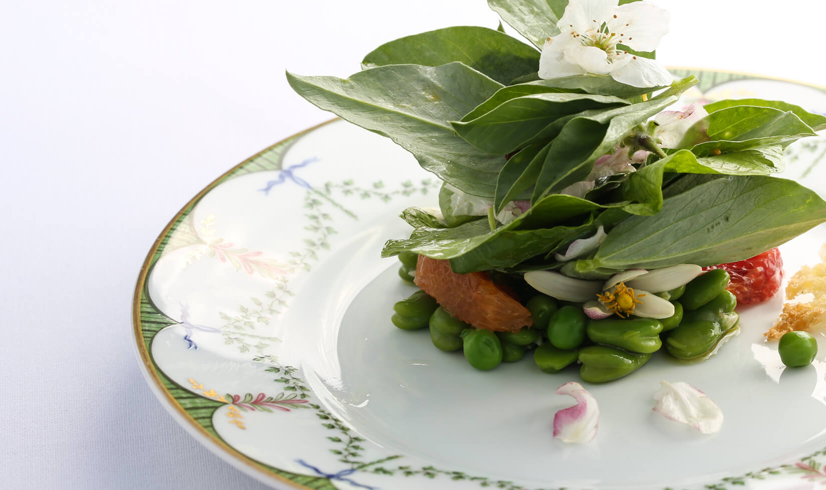 Spring Salad Recipe with Fava Beans and Edible Flowers Blossoms