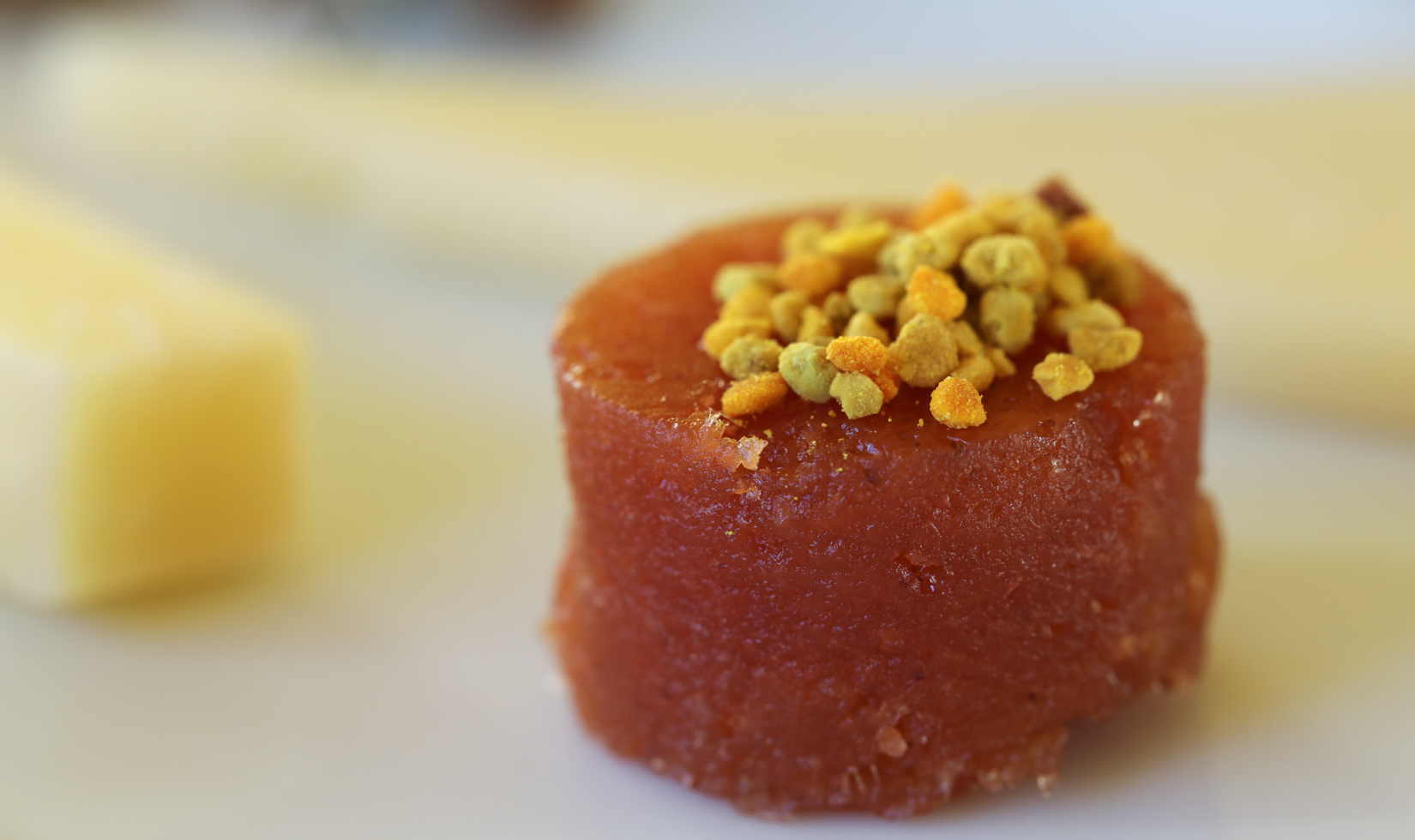 quince paste membrillo garnished with bee pollen