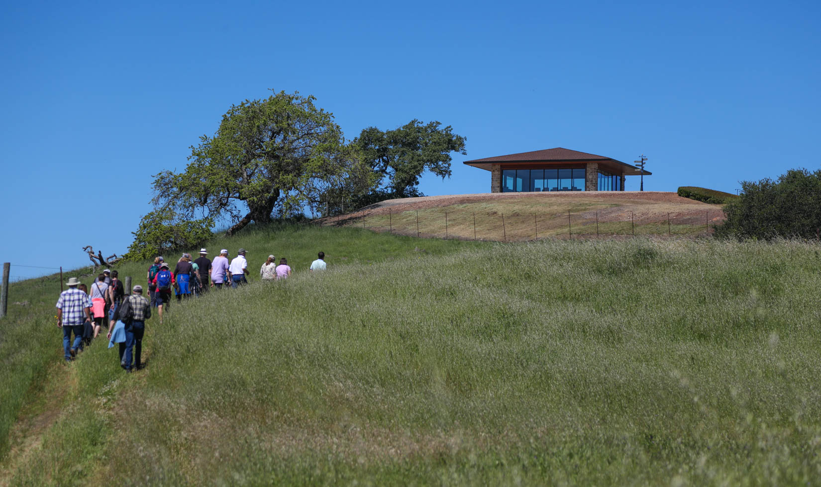 Sonoma County hiking trail, hikers at Jordan Winery