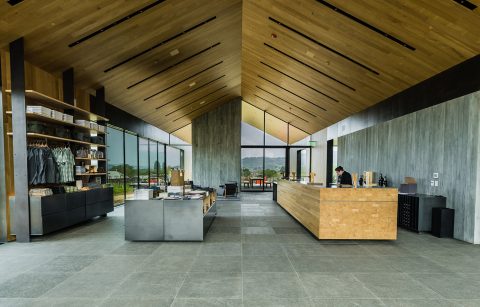 View of the interior of the new Silver Oak tasting room in Alexander Valley