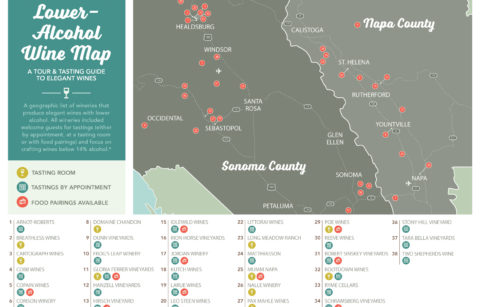 Image of Low Alcohol Winery Map in Napa and Sonoma