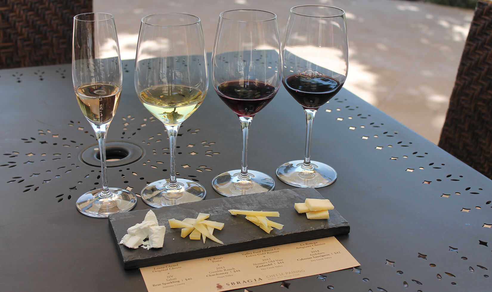 Sbragia Winery Tasting on the Terrace with Cheese Plate