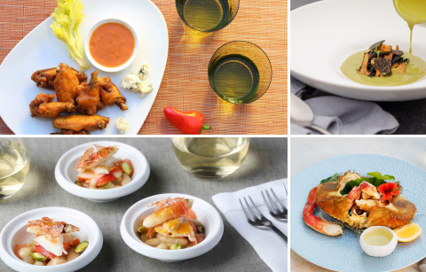 photo collage of four Jordan Winery dishes that pair Perfectly with Chardonnay