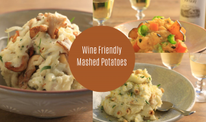 photo collage of Jordan Winery mashed potato with image text "wine friendly mashed potatoes"