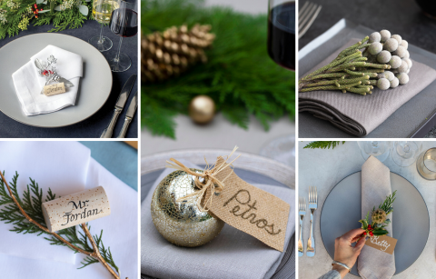 photo collage of 5 Elegant Christmas Table Setting Ideas From Wine Country No Text