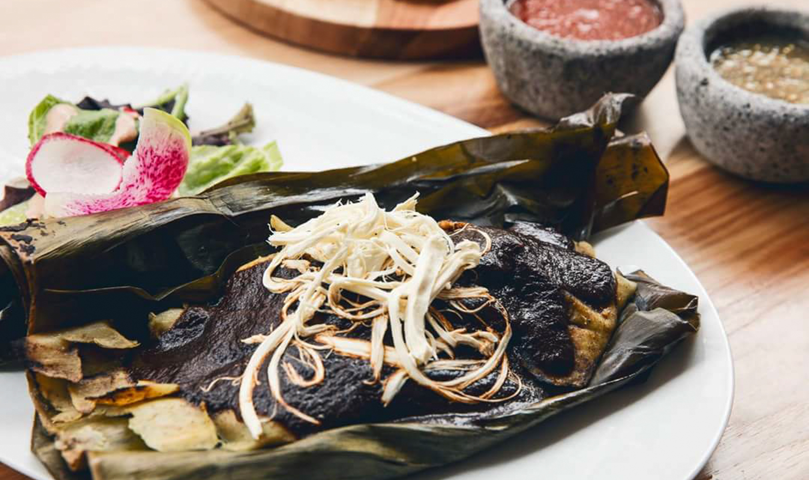 Agave Mexican Restaurant Healdsburg Mole wild mushroom wrapped in banana leaf