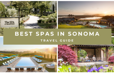 collage of four images of spas in wine country