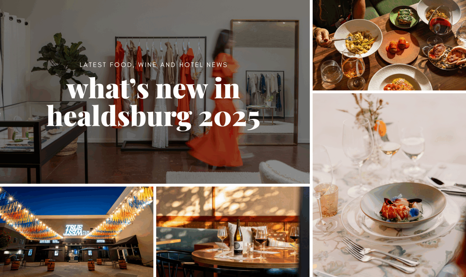 collage of food and wine photos with text overlayed